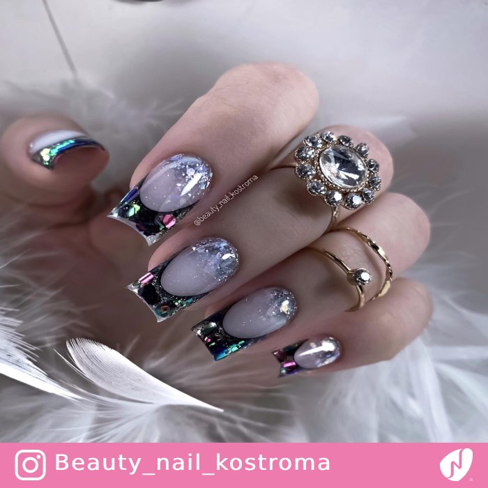 Hologram French Tips with Sparkle